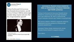 Euronews'ten Atatürk paylaşımı için özür mesajı