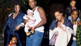 Rihanna'dan aile pozu... Kamera karsna geti
