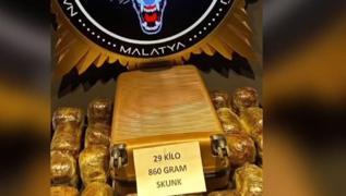 Malatya'da yolcu otobsnde 29 kilo uyuturucu yakaland