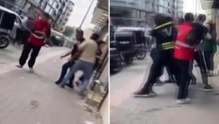 Bursa'da 2 kurye caddeyi boks ringine evirdi