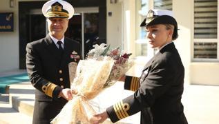 Kadn bahriyeliler TCG Nusret Gemisi ile seyir faaliyetinde