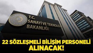 Sanayi ve Teknoloji Bakanl 22 Szlemeli Biliim Personeli alacak!
