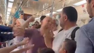 Marmaray'da yumruklu kavga: ocuklarnn yannda saldrdlar