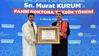 Bakan Kurum'a fahri doktora unvan� verildi