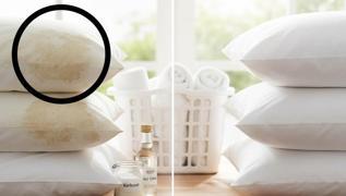 Sararm�� yast�klar� kar beyaz yapan kar���m: Sadece 2 malzeme! �ama��r suyuna gerek kalm�yor