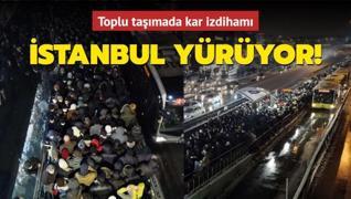 Toplu taşımada kar izdihamı... İstanbul yürüyor!