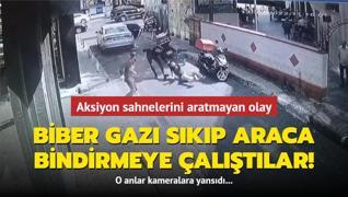 İstanbul'da aksiyon sahnelerini aratmayan olay! Biber gazı sıkıp araca bindirmeye çalıştılar