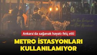 Ankara'da saanak hayat fel etti... Metro istasyonlar kullanlamyor