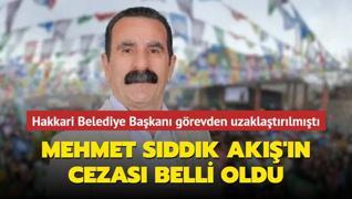 Grevden alnan Hakkari Belediye Bakan Mehmet Sddk Ak'n cezas belli oldu