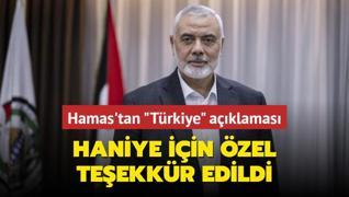 Hamas'tan Trkiye aklamas: zel teekkr edildi