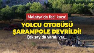 Malatya'da yolcu otobs arampole devrildi! ok sayda yaral var...