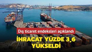 D ticaret endeksleri akland... hracat yzde 3,6 ykseldi