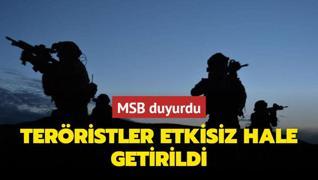 MSB: 2 PKK/YPG'li terrist etkisiz hle getirildi