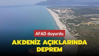 Akdeniz aklarnda deprem