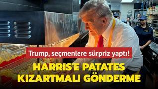 Trump, semenlere srpriz yapt! Harris'e patates kzartmal gnderme...