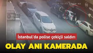 stanbul'da polise ekili saldr! Olay an kamerada