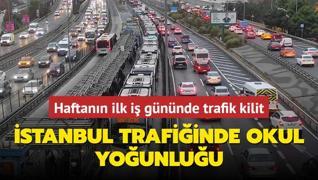 Haftann ilk i gnnde trafik kilit... stanbul trafiinde okul younluu