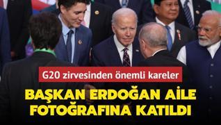 G20 zirvesinden nemli kareler! Bakan Erdoan Biden ile sohbet etti