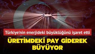 Trkiye'nin enerjideki bykln iaret etti: retimdeki pay giderek byyor