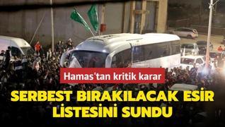 Hamas'tan kritik karar: Serbest braklacak esirlerin listesi Msr'a sunuldu