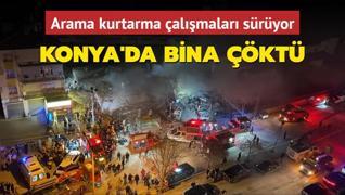 Konya'da bina kt... Arama kurtarma almalar sryor