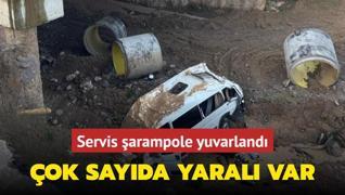 Tuzla'da servis arampole yuvarland: 16 yaral