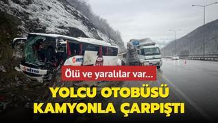 Yolcu otobs kamyonla arpt: 1 l, 16 yaral