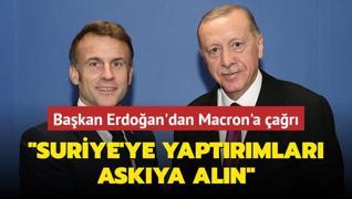 Bakan Erdoan'dan Macron'a ar... Suriye'ye yaptrmlar askya aln