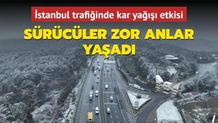 stanbul trafiinde kar ya etkisi... Srcler zor anlar yaad