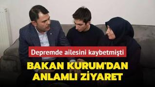 Bakan Kurum'dan anlaml ziyaret: Depremde ailesini kaybetmiti