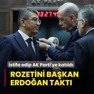Partisinden istifa edip AK Parti'ye katld! Rozetini bakan Erdoan takt