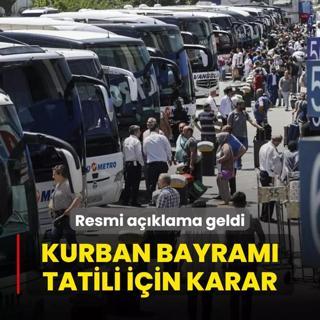 Kurban Bayram tatilinde uzama yok! Resmi aklama geldi