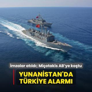 Yunanistan'da Trkiye alarm! mzalar atld; Miotakis AB'ye kotu