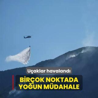 Birok noktada orman yangnlar devam ediyor: Havadan ve karadan mdahale