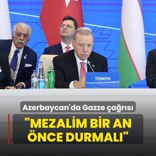 Bakan Erdoan'dan Azerbaycan'da Gazze ars: Mezalim bir an nce durmal