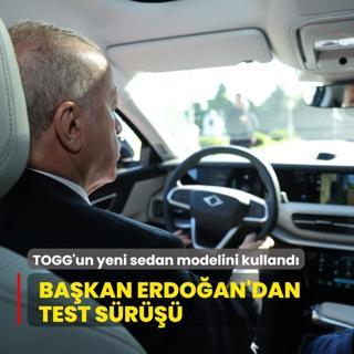 Bakan Erdoan'dan test sr... TOGG'un yeni sedan modelini kulland
