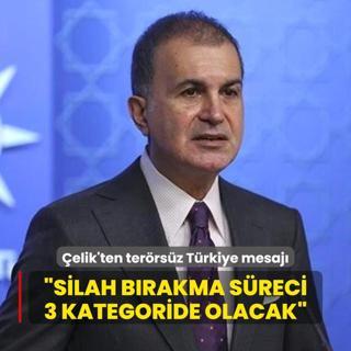 AK Parti Szcs elik'ten terrsz Trkiye mesaj... Silah brakma sreci 3 kategoride olacak