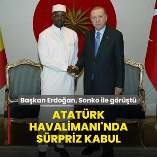 Atatrk Havaliman'nda srpriz kabul! Bakan Erdoan, Sonko ile grt