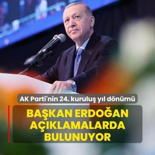 AK Parti'nin 24. kurulu yl dnm: Bakan Erdoan aklamalarda bulunuyor