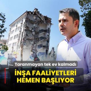 Taranmayan tek ev kalmad! Bakan Kurum: Hi vakit kaybetmeden ina faaliyetlerine balayacaz