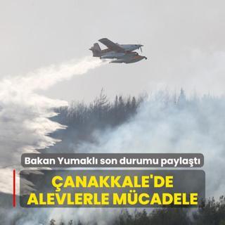 anakkale'de alevlerle mcadele sryor... Bakan Yumakl son durumu paylat