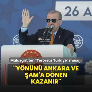 Bakan Erdoan'dan Malazgirt'ten Terrsz Trkiye mesaj: Ynn Ankara ve am'a dnen kazanr