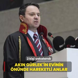 Akn Grlek'in evinin nnde hareketli anlar... 2 kii yakaland