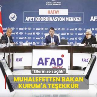 Muhalefetten, Bakan Kurum'a teekkr