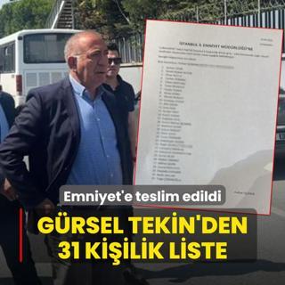 Emniyet'e teslim edildi! Grsel Tekin'den 31 kiilik liste