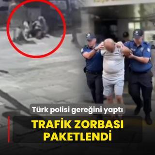 Trk polisi gereini yapt! Trafik zorbas paketlendi
