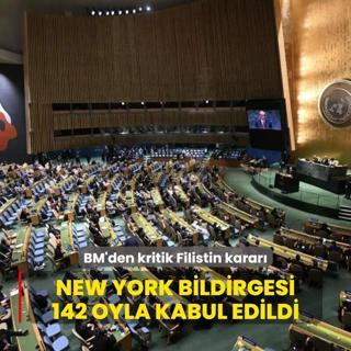 BM'den kritik Filistin karar: ki devletli zme ilikin New York Bildirgesi onayland