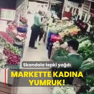 Markette kadna yumruklu saldr