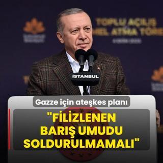 Gazze iin atekes plan! Bakan Erdoan: Filizlenen bar umutlarnn solmasna msaade edilmemelidir