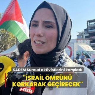 Sumud aktivistleri stanbul'da karland... Smeyye Erdoan Bayraktar: srail mrn korkarak geirecek